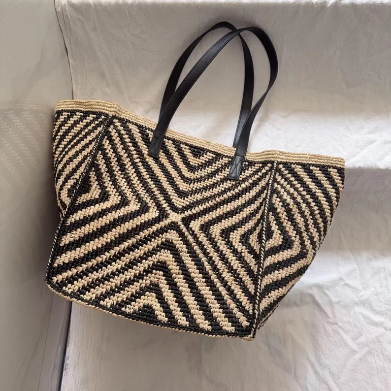 Oversized grote raffia stro ta - Crochet Bag Raffia recensie en prijs