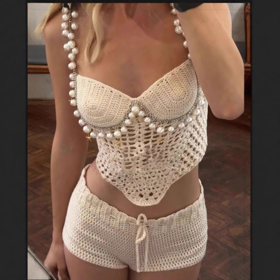 Sexy Kralen Gehaakte Crop Vest - Crop Top Crochet recensie en prijs