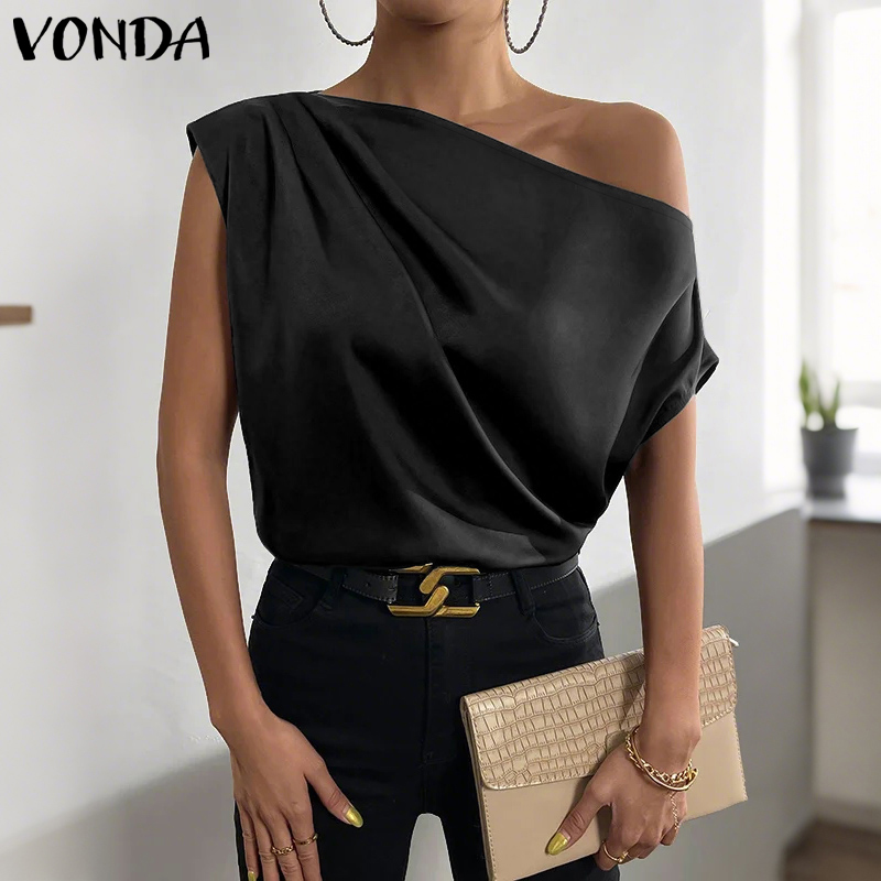 Plus Size 5XL VONDA Dames Blou - Blouse Off Shoulder recensie en prijs