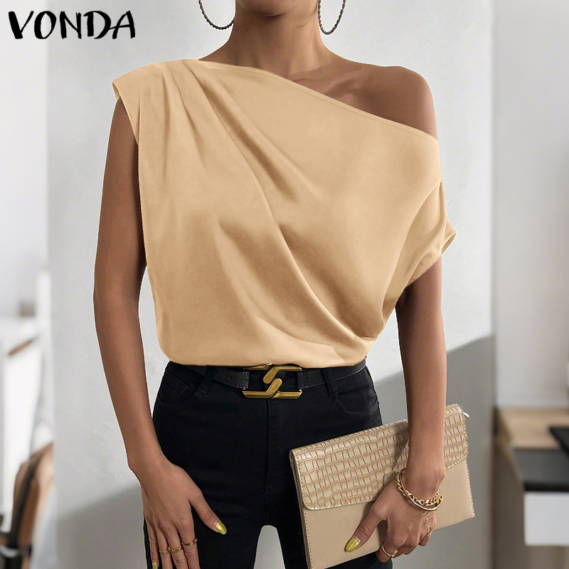 Plus Size 5XL VONDA Dames Blou - Blouse Off Shoulder recensie en prijs