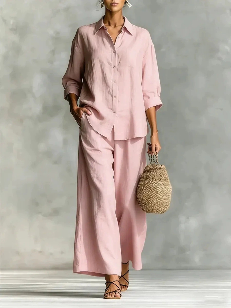 Dames Nieuwe 7-8 Mouw Blouse & - Linen Pant Wide recensie en prijs