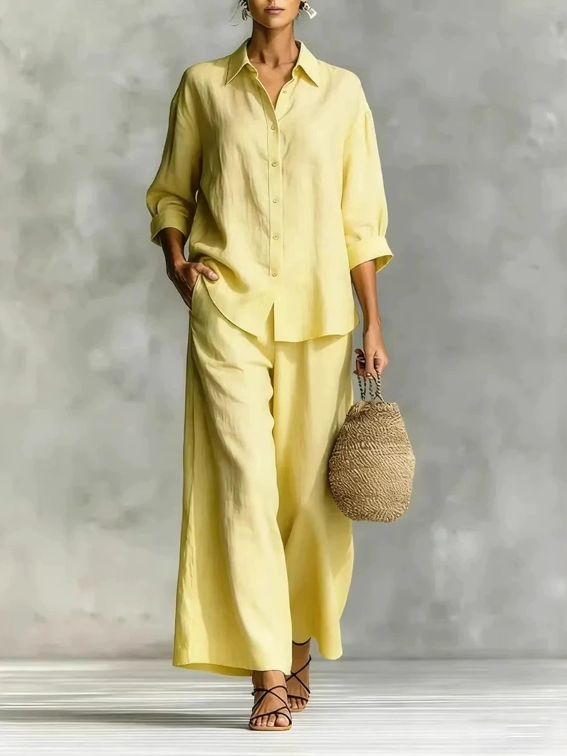 Dames Nieuwe 7-8 Mouw Blouse & - Linen Pant Wide recensie en prijs