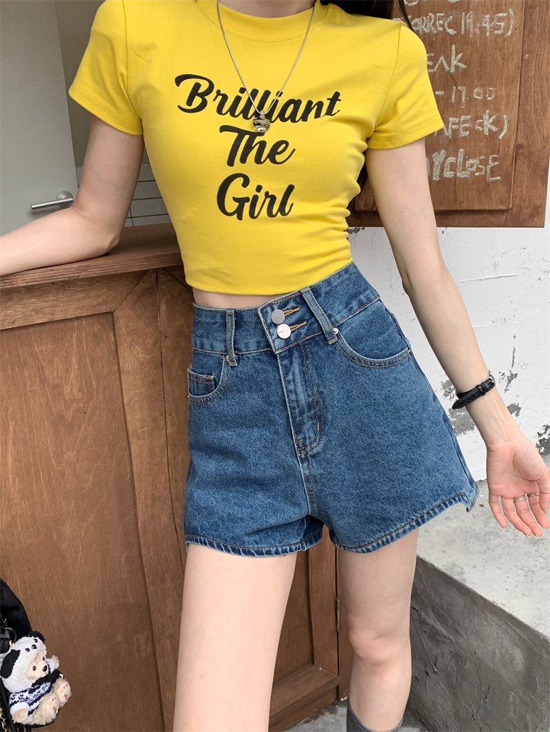 Blauwe denim shorts voor dames - Shorts Denim Frayed recensie en prijs