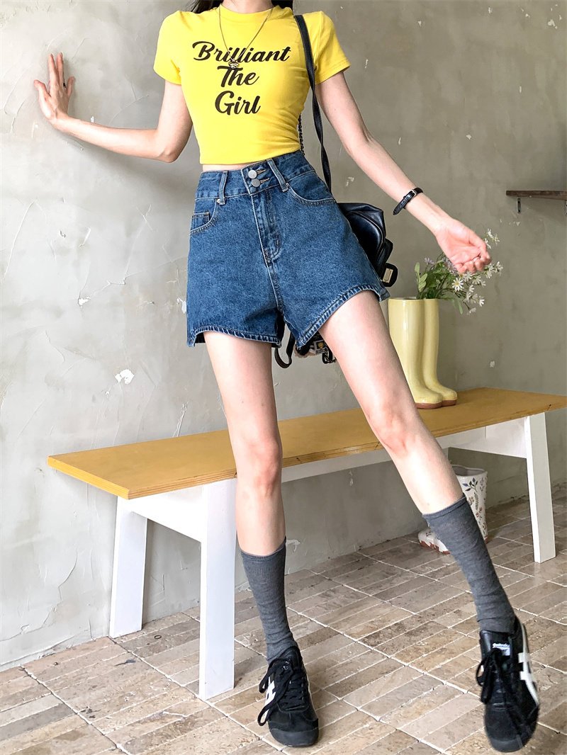 Blauwe denim shorts voor dames - Shorts Denim Frayed recensie en prijs