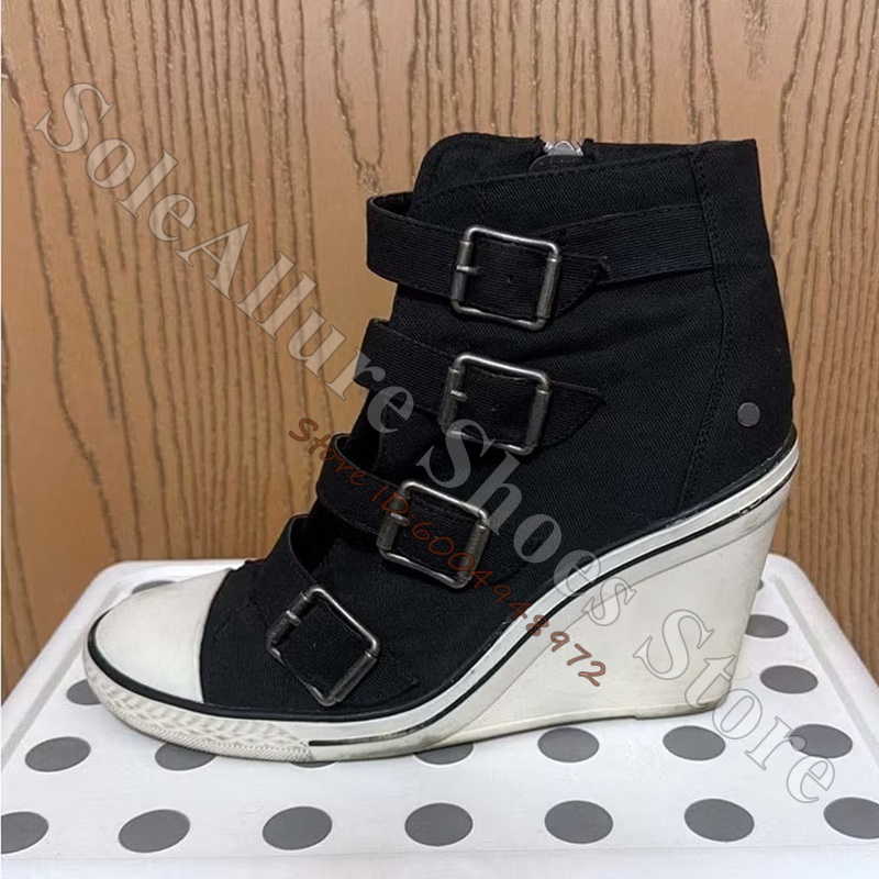 Grijze multi-gesp hoge wedgesn - Wedge Espadrille Women recensie en prijs