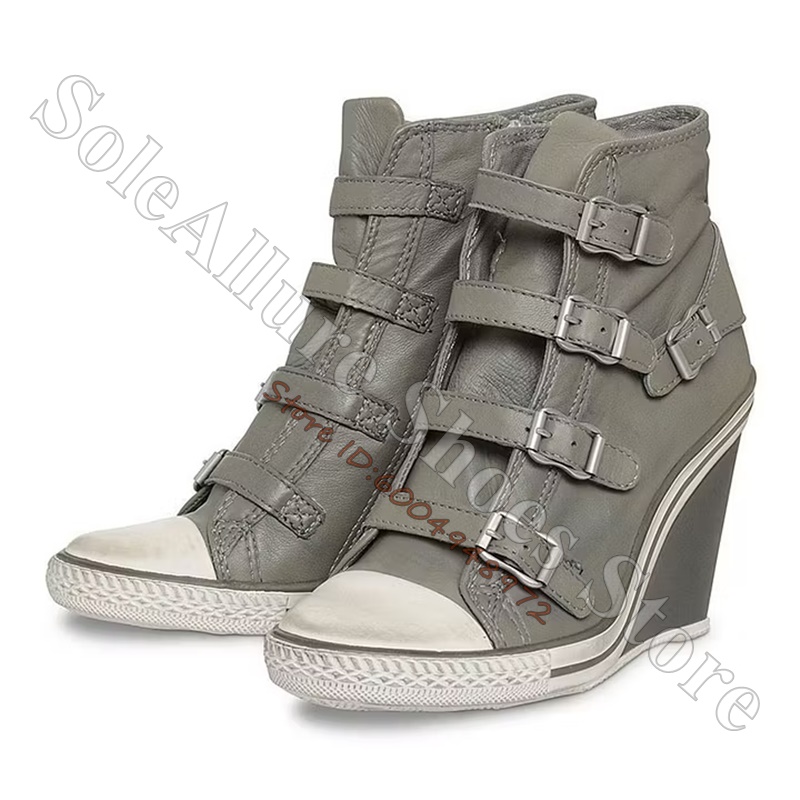 Grijze multi-gesp hoge wedgesn - Wedge Espadrille Women recensie en prijs