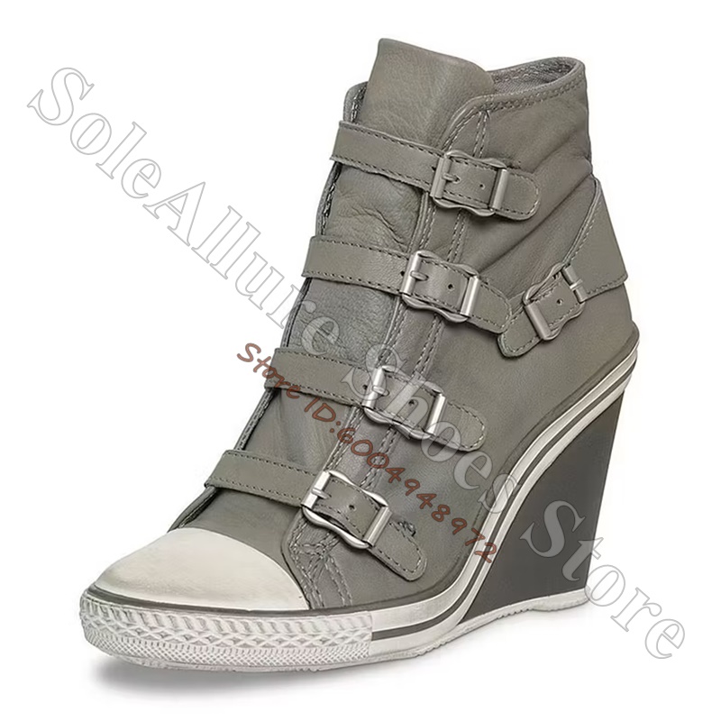 Grijze multi-gesp hoge wedgesn - Wedge Espadrille Women recensie en prijs